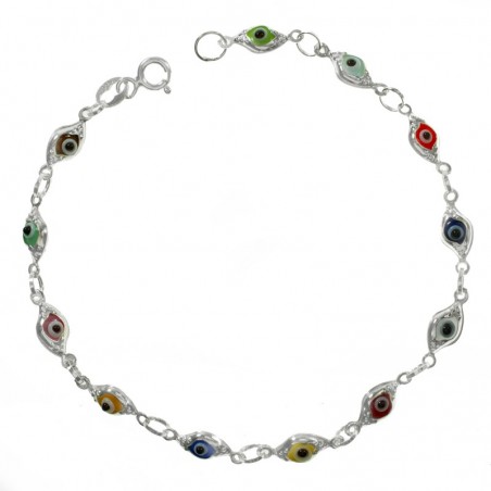 Pulsera ojos turcos multicolor mini Plata de Ley | Karissma
