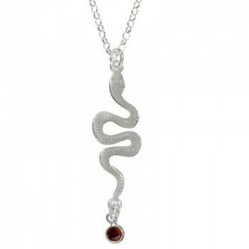 Collar serpiente con cristal rojo Plata de Ley - Karissma