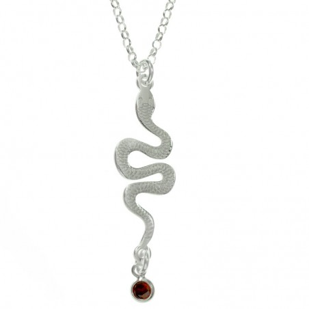 Collar serpiente con cristal rojo Plata de Ley - Karissma