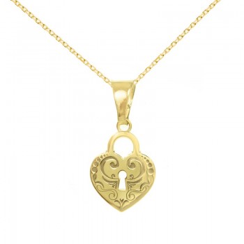 Collar candado corazón labrado Plata de Ley - Karissma 2