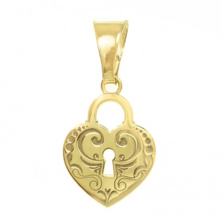 Collar candado corazón labrado Plata de Ley - Karissma