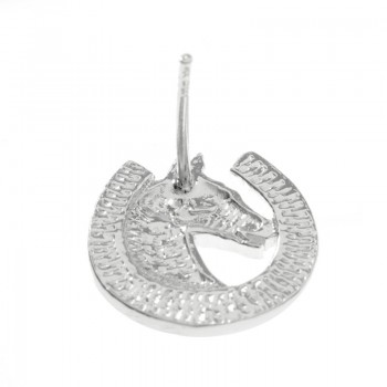 Pendientes herradura con caballo Plata de Ley - Karissma 2