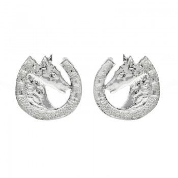 Pendientes herradura con caballo Plata de Ley - Karissma