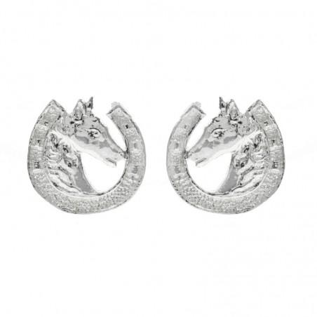 Pendientes herradura con caballo Plata de Ley - Karissma