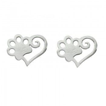 Pendientes corazón con huella Plata de Ley - Karissma