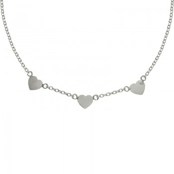 Collar ajustable entrepiezas corazón Plata de Ley