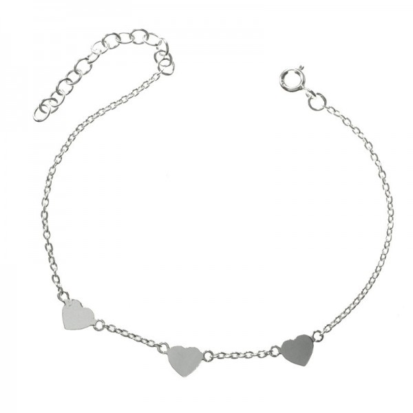 Conjunto corazones de collar y pulsera Plata de Ley 925