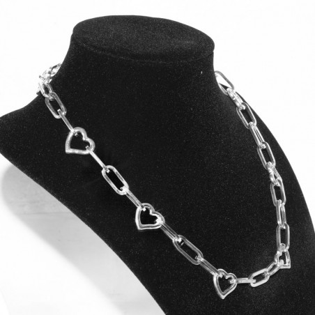 Collar eslabón cadena y corazón Plata de Ley - Karissma