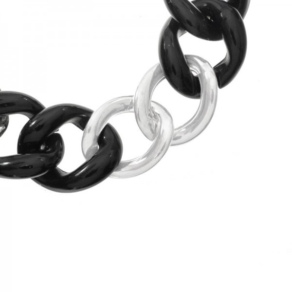 Pulsera Plata de Ley 925 eslabón cadena negro