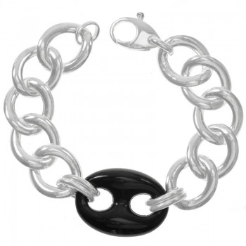 Pulsera XXL Plata de Ley 925 calabrote negro - Karissma