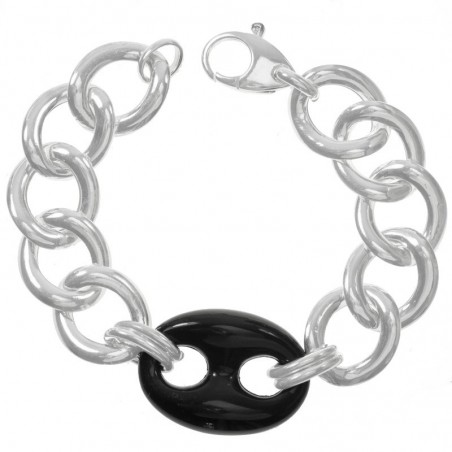 Pulsera XXL Plata de Ley 925 calabrote negro - Karissma