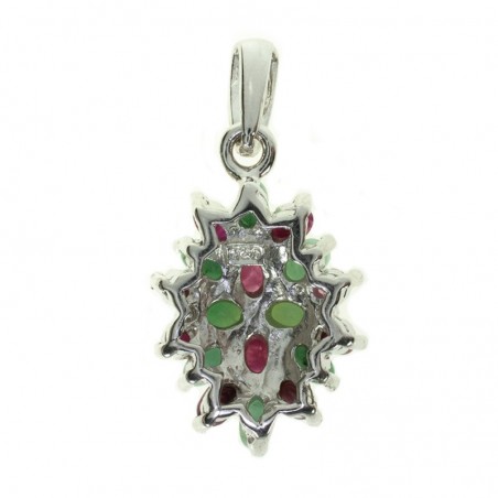 Collar rubi y esmeralda rodio Plata de Ley 925
