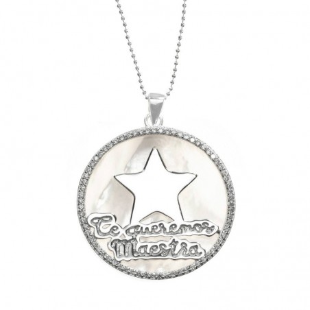 Collar Te queremos Maestra para regalo Plata de Ley