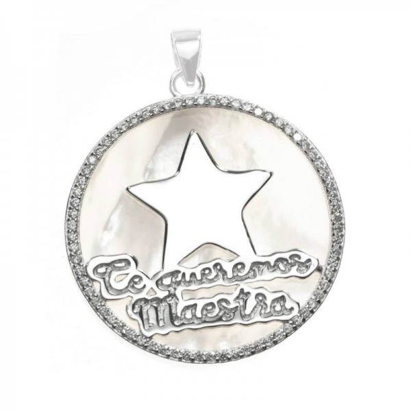 Collar Te queremos Maestra para regalo Plata de Ley