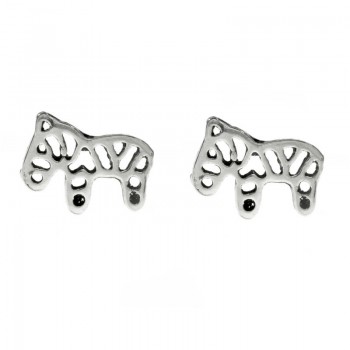 Pendientes cebra Plata de Ley 925