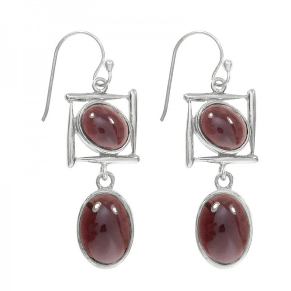 Pendientes largos con doble piedra Plata de Ley 925