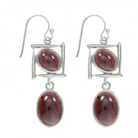 Pendientes largos con doble piedra Plata de Ley 925