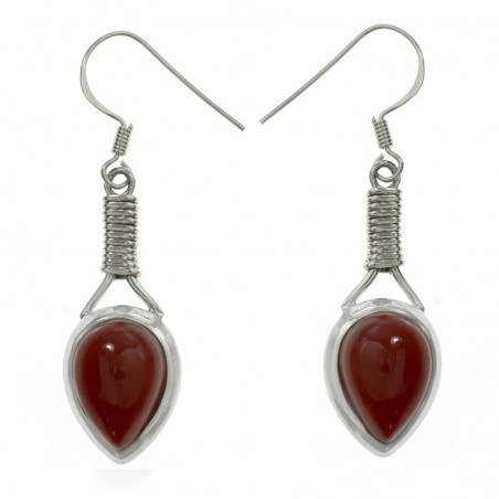 Pendientes étnicos cornalina Plata de Ley -  Karissma