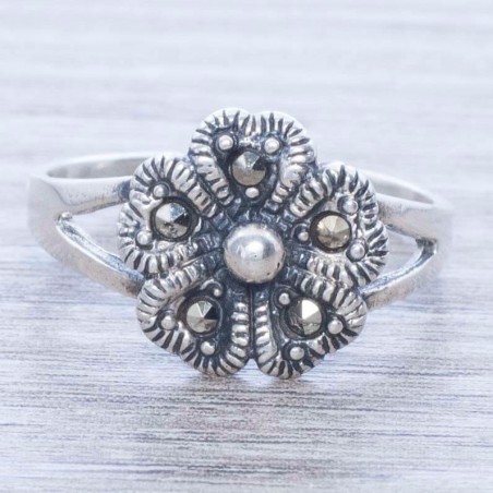Anillo flor cinco pétalos Plata de Ley 925