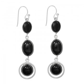 Pendientes largos triple ónix Plata de Ley 925 2