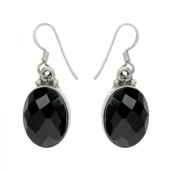 Pendientes largos ónix o granate facetado Plata de Ley 925 - Karissma