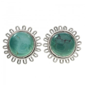 Pendientes flor con piedra Plata de Ley 925 2