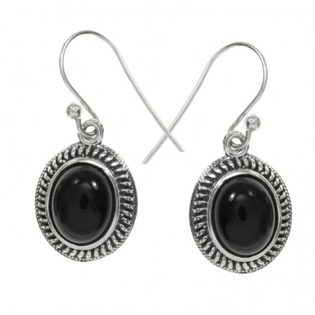 Pendientes étnicos piedra oval Plata de Ley 925 - Karissma