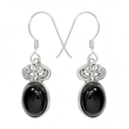 Pendientes ónix oval Plata de Ley - Karissma