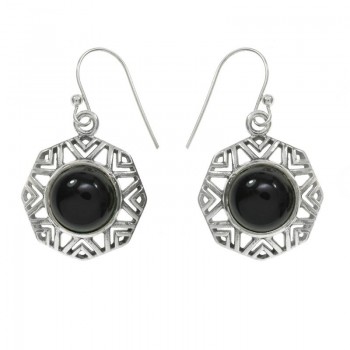 Pendientes largos octógono con malaquita Plata de Ley 925 2