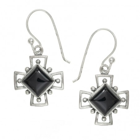 Pendientes cruz con rombo Plata de Ley 925