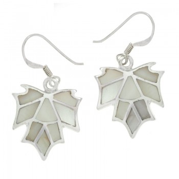 Pendientes hoja con nácar Plata de Ley 925