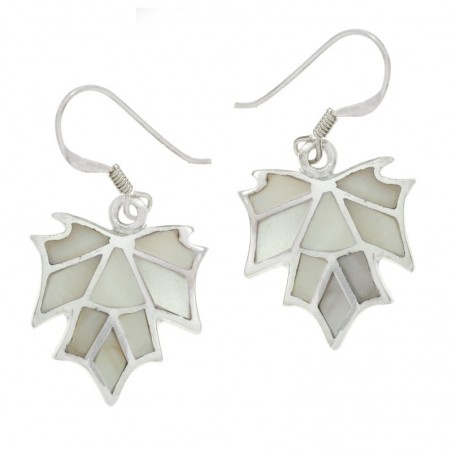 Pendientes hoja con nácar Plata de Ley 925