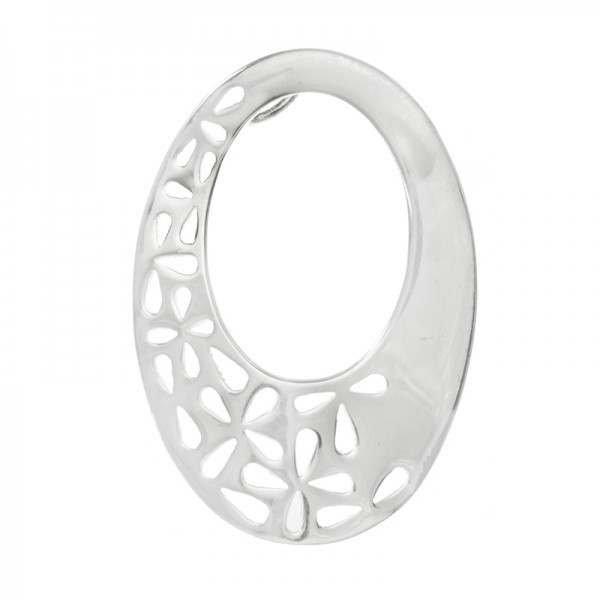 Conjunto oval flor calada Plata de Ley 925