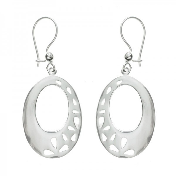 Conjunto oval flor calada Plata de Ley 925