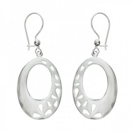 Conjunto oval flor calada Plata de Ley 925