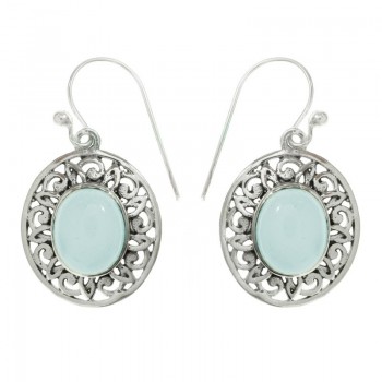 Pendientes con piedra base espirales Plata de Ley