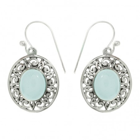 Pendientes con piedra base espirales Plata de Ley