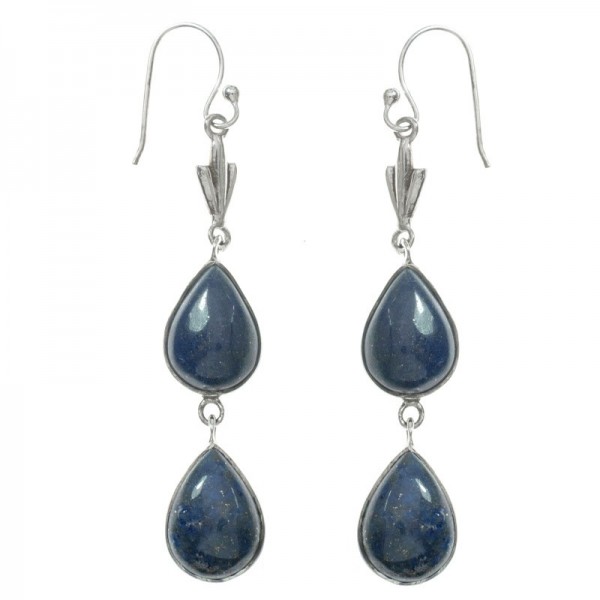 Pendientes doble gota lapislázuli Plata de Ley