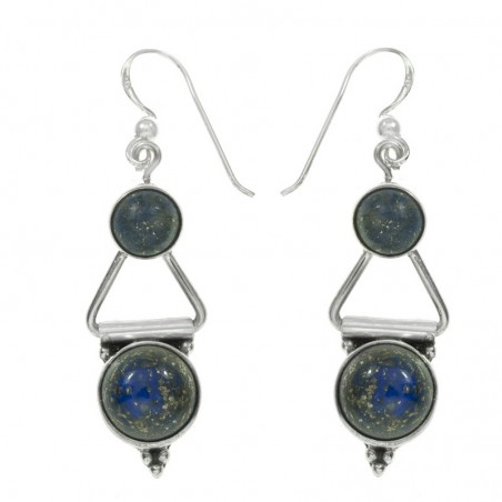 Pendientes doble lapislázuli Plata de Ley 925