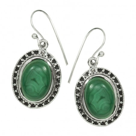 Pendientes malaquita Plata de Ley 925 - Karissma