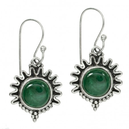 Pendientes malaquita púas Plata de Ley - Karissma