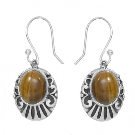 Pendientes ojo de tigre Plata de Ley 925 - Karissma