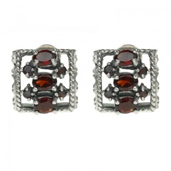 Pendientes vintage con granates Plata de Ley