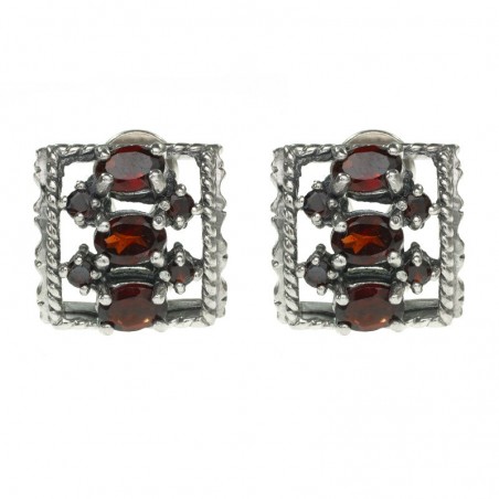 Pendientes vintage con granates Plata de Ley