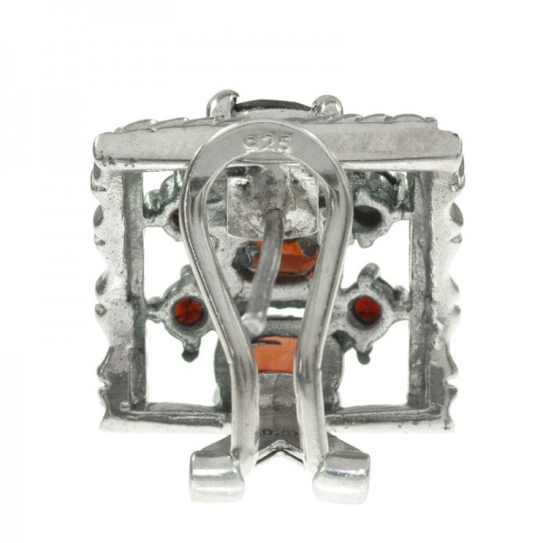 Pendientes vintage con granates Plata de Ley