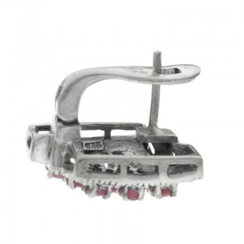 Pendientes vintage con rubí y marquesitas Plata de Ley 2