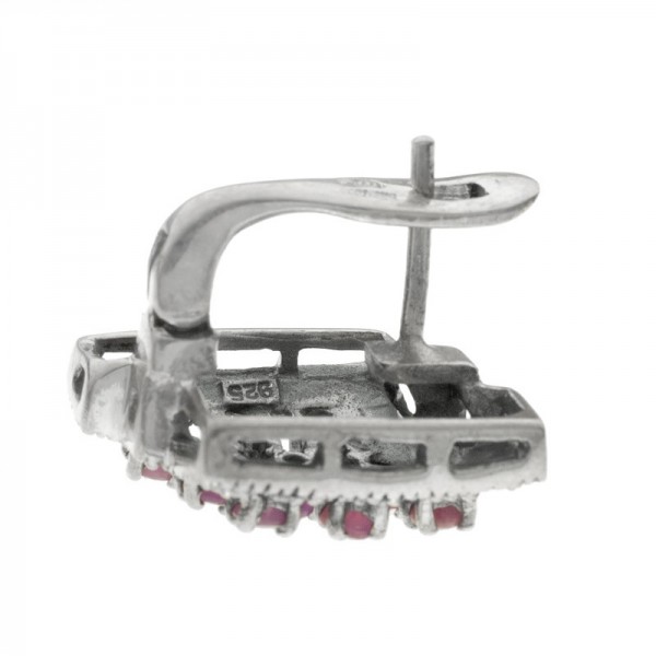 Pendientes vintage con rubí y marquesitas Plata de Ley