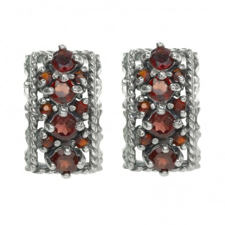 Pendientes cuatro granates Plata de Ley 925