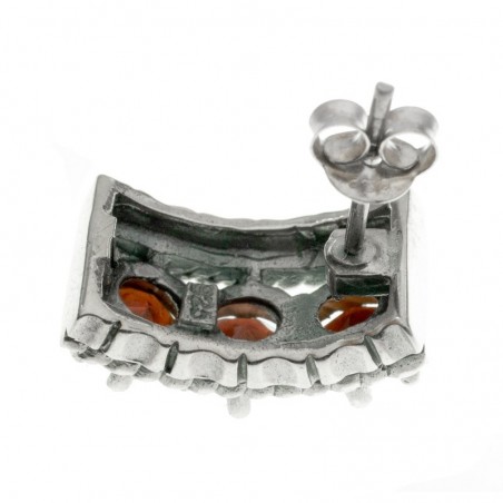 Pendientes tres granates Plata de Ley 925