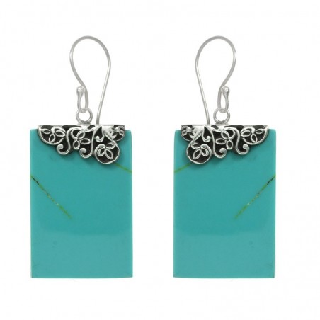 Pendientes turquesa reconstituida  Plata de Ley 925